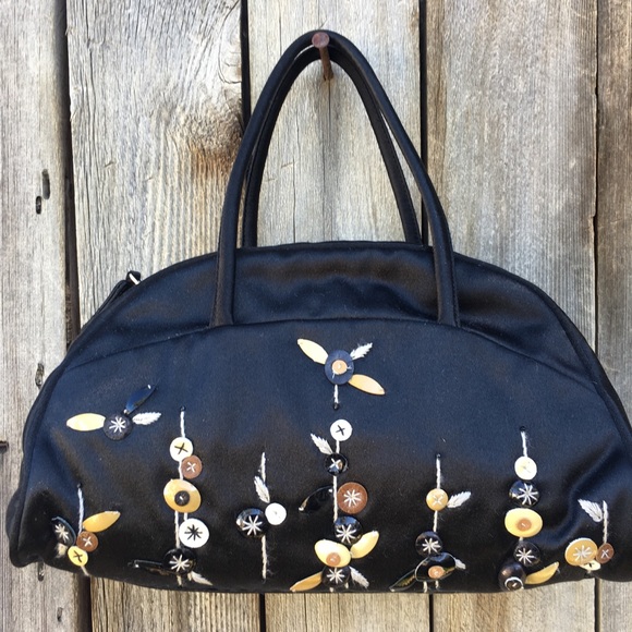 Prada Vintage Y2K Embellished Satin Silk Evening Bag Black - Picture 4 of 8